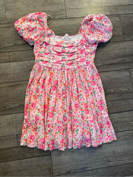 Altar'd State Dresses & Skirts - Altar'd State Pink Floral Puff-Sleeve Dress